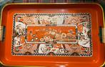 Grote vintage oranje dienblad rechthoekig, Huis en Inrichting, Woonaccessoires | Dienbladen, Ophalen of Verzenden, Zo goed als nieuw