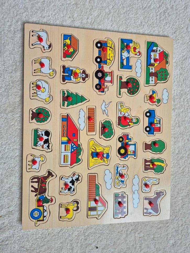 Grote Houten Boerderij Puzzel, Kinderen en Baby's, Speelgoed | Kinderpuzzels, Zo goed als nieuw, 2 tot 4 jaar, 10 tot 50 stukjes