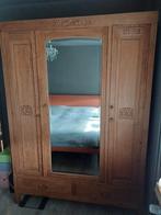 Kledingkast eiken met houtsnijwerk, Antiek en Kunst, Ophalen