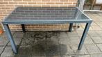 Metalen tuintafel met glasplaat, Ophalen of Verzenden, Zo goed als nieuw, Rechthoekig, Aluminium