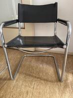 Stoel zwart leer, Ophalen, Gebruikt, Zwart, Leer