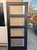 Binnendeur zwart mat glas 83 x 201,5 cm, Doe-het-zelf en Verbouw, Deuren en Horren, Ophalen, Gebruikt, 80 tot 100 cm, Binnendeur