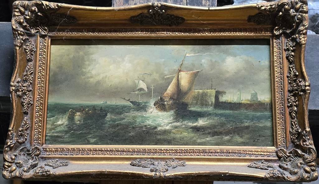 Olieverfschilderij op paneel, 1900 Rene Tempur, Antiek en Kunst, Kunst | Schilderijen | Klassiek, Ophalen