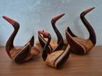Set van 4 handgemaakte retro vintage houten zwanen, Antiek en Kunst, Ophalen of Verzenden