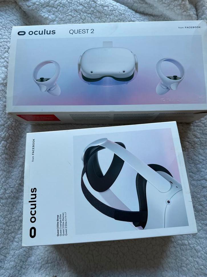Oculus Quest 2 VR-bril met Elite Strap - met een account, Spelcomputers en Games, Virtual Reality, Zo goed als nieuw, Pc, VR-bril