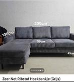 Grijze bank met ribstof, Ophalen, 125 cm of meer, 125 cm of meer, Zo goed als nieuw