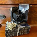 Antieke folding camera met leren tasje, Ophalen of Verzenden