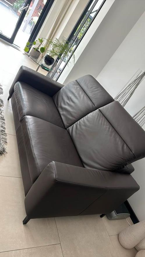 Echte leer bankstel, Huis en Inrichting, Banken | Sofa's en Chaises Longues, Zo goed als nieuw, Tweepersoons, 150 tot 200 cm, 150 cm of meer