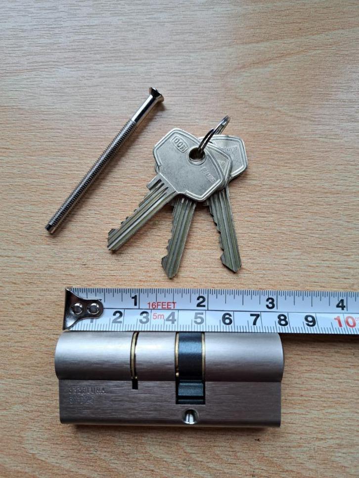 Cilindersloten SKG Dom Plura incl 3 sleutel, Doe-het-zelf en Verbouw, Hang- en Sluitwerk, Nieuw, Slot, Rvs, Ophalen