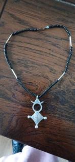 Antieke Toeareg Kruis Ketting uit Afrika, Met hanger, Gebruikt, Ophalen of Verzenden, Zilver