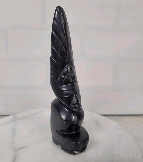 Obsidiaan Aztek beeldje, Antiek en Kunst, Kunst | Beelden en Houtsnijwerken, Ophalen of Verzenden