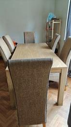 eettafel met 6 stoelen, Ophalen, Gebruikt, 100 tot 150 cm, Teakhout