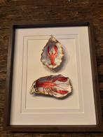 Oester in lijst kreeft schelpen 20 bij 25 cm, Minder dan 50 cm, Ophalen of Verzenden, Zo goed als nieuw, Minder dan 50 cm
