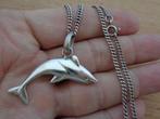 zilveren ketting met grote dolfijn hanger [717], Met hanger, Verzenden, Zo goed als nieuw, Zilver