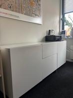 Witte IKEA dressoir met glasplaat, Ophalen, Kunststof, 150 tot 200 cm, Zo goed als nieuw