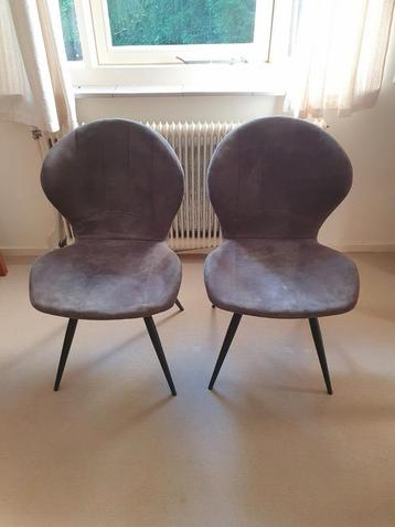 Set 2 eetkamerstoelen grijs suède  beschikbaar voor biedingen