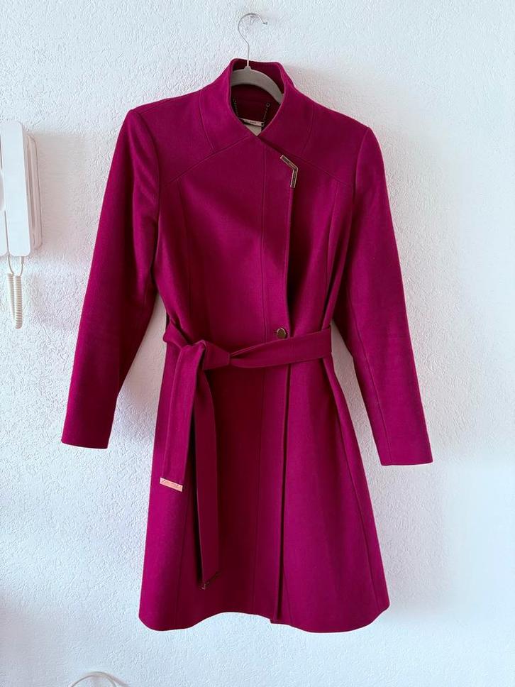 Ted Baker Mantel - Prachtige damesjas!, Kleding | Dames, Jassen | Winter, Zo goed als nieuw, Maat 38/40 (M), Paars, Ophalen of Verzenden