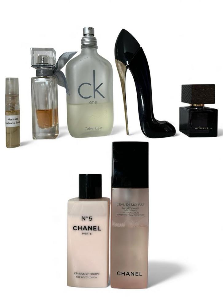 Parfum en skincare set - Chanel, La Vie Est Belle, CK One, Sieraden, Tassen en Uiterlijk, Uiterlijk | Parfum, Gebruikt, Ophalen of Verzenden