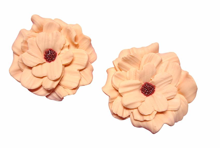 BLOEM oorbellen LICHT PERZIK bordeaux kaviar beads, Overige materialen, Overige kleuren, Nieuw, Eveline@pimpschuur.nl