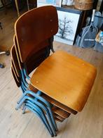 Vintage schoolstoelen - set van 10, Gebruikt, Bruin, Vintage, Ophalen of Verzenden