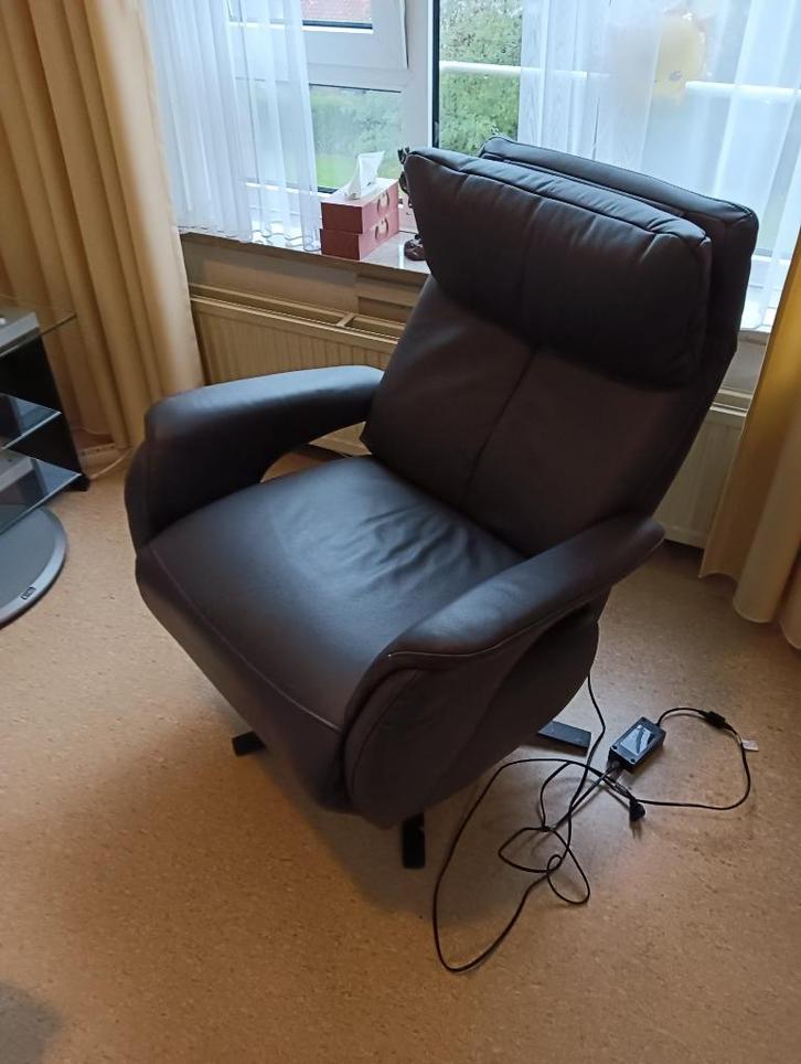 Sta Op Stoel, Zonza, Meubelzorg donkergrijs leer z.g.a.n., Huis en Inrichting, Fauteuils, Zo goed als nieuw, Leer, 50 tot 75 cm