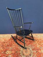Zwarte vintage schommelstoel, rocking chair, Scandinavisch, Huis en Inrichting, Fauteuils, Ophalen, Minder dan 50 cm, Gebruikt