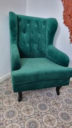 Wingback stoel groen flueel, Gebruikt, Ophalen