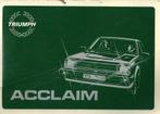 Triumph Acclaim handleiding instructieboekje, Ophalen of Verzenden