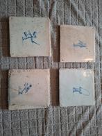 Set van 4 17e eeuws Delfts blauwe tegels., Ophalen of Verzenden