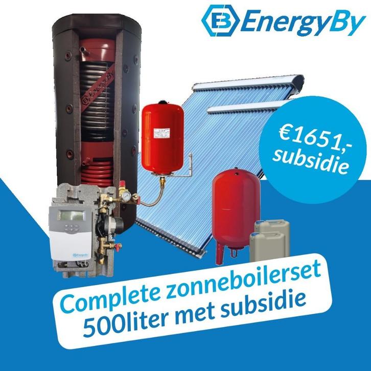 Complete zonneboilerset heatpipes - 500liter hygieneboiler, Doe-het-zelf en Verbouw, Geisers en Boilers, Nieuw, Boiler, 100 liter of meer