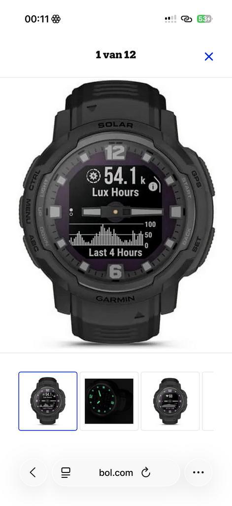 Garmin Instinct Crossover Solar Tactical Unisex Smartwatch, Sieraden, Tassen en Uiterlijk, Smartwatches, Gebruikt, Android, Zwart