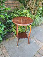 Antiek vol houten rond bijzettafeltje planten tafeltje, Ophalen