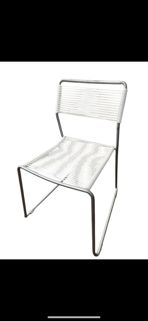 IKEA Melker spaghetti stoelen, Huis en Inrichting, Stoelen, Gebruikt, Drie, Kunststof, Metaal, Wit, Ophalen