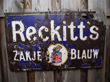 emaille reclame bord Reckitt's zakje blauw beschikbaar voor biedingen