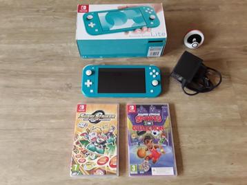 Nintendo Switch Lite + Spellen + micro Sd card + Standaard  beschikbaar voor biedingen