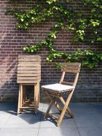 6 vintage klapstoeltjes van hardhout, HEMA, in goede staat, Tuin en Terras, Tuinstoelen, Inklapbaar, Gebruikt, Hout, Ophalen