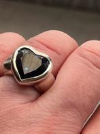 Zware zilveren ring met blauwe steen, Verzenden, Dame, Zilver, Kleiner dan 17