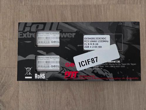 GeIL GV34GB1333C9DC 4GB kit van 2 DDR3, Computers en Software, RAM geheugen, Zo goed als nieuw, Desktop, DDR3, Ophalen of Verzenden