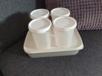 Tupperware ruimtespaarders met witte deksel, Ophalen of Verzenden, Gebruikt, Wit, Bus of Trommel