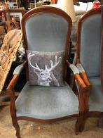 Vintage fauteuil blauw velours klassiek model, Ophalen, Gebruikt, Twee, Blauw