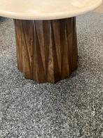 Bijzettafel/ salontafel marmer met mangohout poot  50cm, Info@savoireinteriors.com, Rond, Minder dan 50 cm, Kerkstraat 135a
