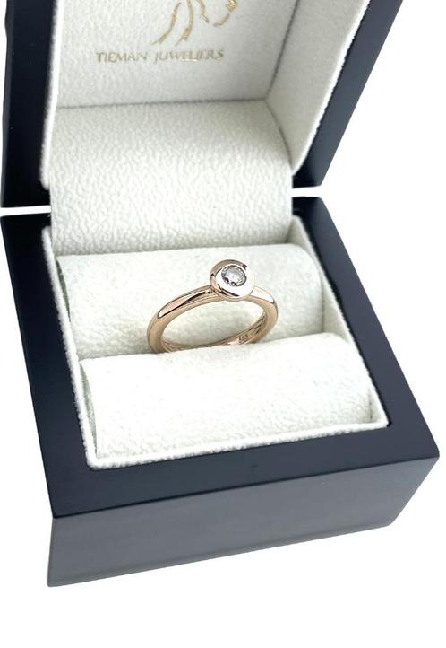 Blush 14 Karaat Rosé Gouden Solitair Ring Cubic Zirkonia, Sieraden, Tassen en Uiterlijk, Ringen, Zo goed als nieuw, Dame, 17 tot 18