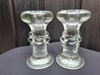 2 vintage Pukeberg Zweden kandelaars glas glazen, Antiek en Kunst, Ophalen of Verzenden, Glas