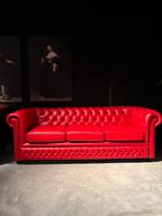 Engelse Springvale Chesterfield Bank Nieuwstaat - Flame rood, Huis en Inrichting, Engeland, Driepersoons, Zo goed als nieuw, Kleurrijk engels chique