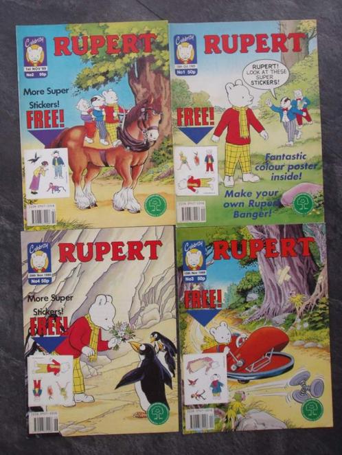 4 x Rupert Bear Celebrity + Stickers - 1989 - Bruintje Beer, Verzamelen, Stripfiguren, Verzenden