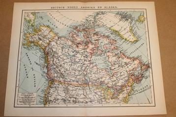 Antieke kaart - Britsch-Noordamerika en Alaska - Ca 1900 beschikbaar voor biedingen