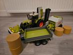 Bruder Claas tractor met discomaaier, kar en balenpers, Ophalen of Verzenden, Zo goed als nieuw