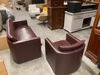 2,5 zitsbank en fauteuil bordeaux rood leer SAMEN €215, 150 tot 200 cm, Driepersoons, Ophalen of Verzenden, Zo goed als nieuw