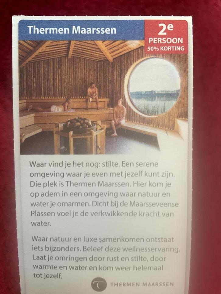 Sauna Thermen Maarssen Voordeelbon, Tickets en Kaartjes, Kortingen en Cadeaubonnen, Drie personen of meer, Spa of Sauna, Kortingsbon