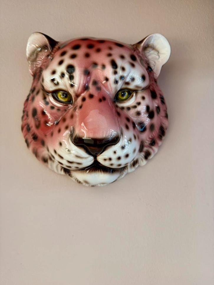 Masker wanddecoratie luipaard Italiaans Italië roze, Antiek en Kunst, Antiek | Keramiek en Aardewerk, Ophalen of Verzenden